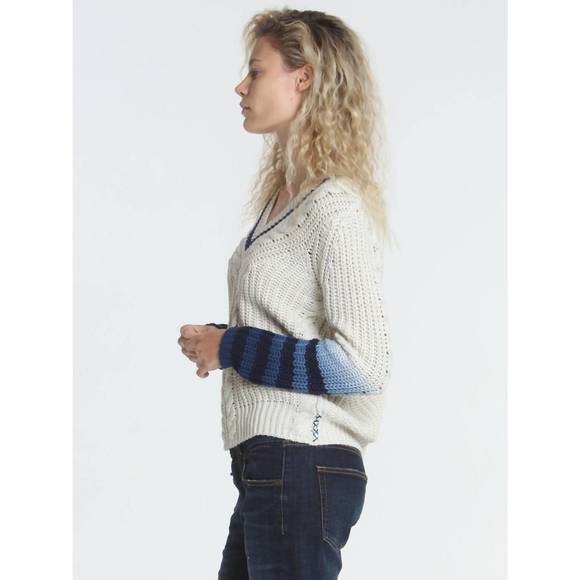 NEW LABEL+THREAD dip dyed vee sweater in ecru - Picture 3 of 3